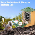 Smart Bird Feeder with Camera with AI Identify Birds Species & Solar Panel, WiFi Birdfeeder with Cam, 2K Live View, Chew-Proof & Waterproof Design, Real-Time App Alerts, Gift for Bird Lovers, Green