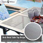 Sophia & William Metal Outdoor Dining Table, Square Mesh Patio Table with 1.57" Umbrella Hole, Coffee Bistro Table for Garden Lawn, 37"x 37"