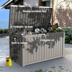 Mars Villa 180 Gallon Outdoor Storage Box, Large Resin Deck Box Waterproof, Storage Bin for Outside Patio Furniture Cushions, Pool Supplies, with Hydraulic Hinge, UV Resistant and Weatherproof, Greige