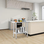 HARDURA Stainless Steel Commercial Work Table Prep Work Metal Table 14×36 Inches with Undershelf and 2" Backsplash Heavy Duty NSF 430 for Kitchen Food Prep