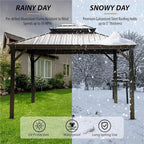 10 X 12ft Hardtop Gazebo with Nettings and Curtains, Heavy Duty Double Roof Galvanized Steel, Outdoor Aluminum Permanent Gazebos for Patios, Backyard, Deck, Garden, Lawns