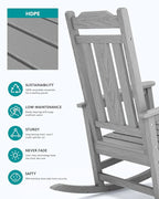SERWALL Oversized Rocking Chair Outdoor, HDPE Outdoor Rocking Chair, Space Gray