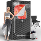 Portable Sauna Box, Personal Steam Sauna for Home with Steamer, Remote Control, Folding Chair and Mat, Portable Steam Sauna Tent, Home Spa for Relaxation(Gray)