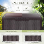 Greesum 100 Gallon Resin Deck Box Large Outdoor Storage with Cushions for Patio Furniture, Garden Tools, Pool Supplies, Weatherproof and UV Resistant, Lockable, Dark Brown