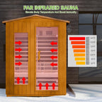 springspa Outdoor Infrared Sauna 3 Person for Home, 15amp Low EMF Far Infrared Spruce Wooden Sauna with Bluetooth,LCD Panel