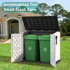 KAMABOKO Outdoor Storage Cabinet 36 Cu.Ft Outdoor Trash Can Storage Shed Waterproof Horizontal Storage Shed Outdoor Storage for Backyard, Patio, Poolside (White)