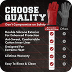 KITCHEN PERFECTION Silicone Smoker Oven Gloves - Extreme Heat Resistant BBQ Gloves - Handle Hot Food Right on Your Smoker Grill Fryer Pit | Waterproof Oven Mitts | Superior Value Set + 3 Bonuses