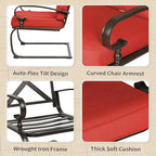 7-Piece Outdoor Metal Furniture Sets Patio Conversation Set, Wrought Iron Loveseat, 2 Dining Chairs, 2 Spring Chairs and Coffee Table, Red