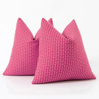 Kevin Textile Outdoor Waterproof Throw Pillow Covers Pack of 2 Valentines Day Weaving Texture Water Resistant Decorative Cushion Covers for Garden Patio Tent Balcony Bench Couch 18x18 Inch, Hot Pink