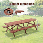 Picnic Table with Bench for 12 Person Rectangle Outdoor Wooden Outdoor Picnic Table for Patio Garden Backyard Large Outside Dining Table Set with Umbrella Hole
