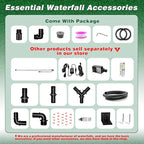 Waterfall Spillway, Clear Acrylic Pool Fountain w/Top Open Lip & Pipe Connector Kits for Outdoor/Indoor Decorative, 11.8'' Pool Water Feature for Garden Patio, Backyard Koi Pond Decor