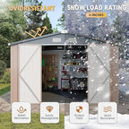 Aoxun 10x8 FT Galvanized Steel Outdoor Storage Shed - Metal Garden Shed with Double Doors, Thick Moisture-Proof Interlocking Floor, Ventilation System - Ideal for Generator & Tool Storage (Brown)