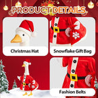 Christmas Santa Porch Goose Outfit for Large 23" High Cement or Plastic Goose Statue, Yard Goose Cloths with Snowflake Gift Bag and Christmas Hat Decor for Outdoor Lawn Gaden Patio