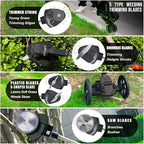 Cordless Weed Wacker Eater Battery Powered, 21V Lightweight Electric Weed Trimmer with 2 Battery Operated & Charger& Wheels & Shears, No-String Grass Trimmer/Brush Cutter/Lawn Edger for Yard Garden