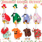 8 Set Seasonal Holiday Goose Outfits Fall Halloween Christmas Summer All Seasons Lawn Porch Goose Clothes Costume for 23" Cement Statue Garden Patio Outdoor Decoration(Boy Style)