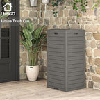 31 Gallon Kitchen Waste Bin with Lid and Drip Tray for Easy Cleaning-Perfect，Resin Outdoor Trash Can for 33-40 Gal Trash Bag, Outdoor Trash Can for Patio,Black Kitchens, and Outdoor Entertaining