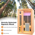 Ceramic Infrared Sauna, 2 Person Infrared Saunas for Home, Hemlock Wood Sauna Room, 2 in 1 Indoor Sauna with Low EMF Heaters 1750W/120V + Ceramic Heating Cubes-Chromotherapy-Bluetooth Speaker