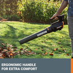 WORX WG547 20V Cordless Leaf Blower, Electric Blower with Turbine Fan, Blowers for Lawn Care with 2 Speed Control, Battery & Charger Included
