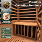 Far Infrared Sauna, Canadian Hemlock Wood Sauna Spa Room for Indoor,1062W 110V Low EMF Saunas with Control Panel and Integrated Speakers, Mini Home Sauna Room for One Person (Red Wood)