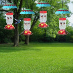 8" Bird Feeder Cover with Ant Moat, Skaithee Bird Feeder Baffle with Hummingbird Feeder Ant Guard & Rain Guard & Shepherd Hooks, Bright Colors Attract More Birds & Anti Rain/Snow/Ants (Blue 8 inches)