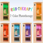 Ceramic Infrared Sauna 1 Person Infrared Sauna Hemlock Far Infrared Saunas for Home 2 in 1 Indoor Sauna Room with Low EMF Heaters + Ceramic Heating Cube-Chromotherapy-Bluetooth Speaker