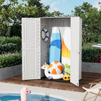 ZZM Resin Outdoor Storage Shed, 67 Cu.ft Vertical Resin Tool 4x6 FT Cabinet w/o Shelf for Garden, Patio, Backyard, All-Weather Outdoor Plastic Storage Clearance, Lockable with Floor (Light-White)