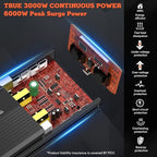 3000 Watt Power Inverter, Car/Home 12V DC to 110V AC Converter, with LED Display, Dual AC Outlets, USB Port, Dual Smart Fans, Cables Included, Suitable for Home, RV