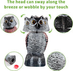 BobbleHead Owl Decoys Sculpture to Scare Birds Away, 3-Pack 8.3" Fake Owl Plastic Scarecrow Bird Deterrent, Natural Enemy Repellent, Garden Decor Statues for outside, Patio, Lawn, Yard Decoration