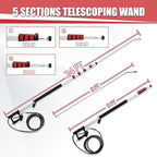 PWACCS 24 FT Telescoping Pressure Washer Wand, Telescopic Spray Wand with Power Washer Extension Wands, Gutter Cleaner Attachment Kit with 7 Nozzle Tips, 2 Adapters, Pivoting Coupler and Support Belt