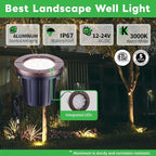 Landscape Well Light, LED Low Voltage In Ground Lights, IP67 Waterproof 12V Outdoor, Bright 6W 580LM Aluminum ORB for Sidewalk Driveway 6 Pack