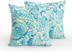Outdoor Throw Pillows Waterproof Covers 2 Pack 16×16 Inch, Decorative Toss Pillows Covers, Rain-Proof, Fade Resistant for Patio Furniture, Sofa, Couch, Garden