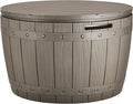 YITAHOME 33 Gallon Round Deck Box, Outdoor Storage Box for Patio Furniture,Patio Table for Cushion, Pool Accessories, Waterproof Resin & Easy Assembly & Lightweight, Light Brown