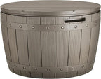 YITAHOME 33 Gallon Round Deck Box, Outdoor Storage Box for Patio Furniture,Patio Table for Cushion, Pool Accessories, Waterproof Resin & Easy Assembly & Lightweight, Light Brown