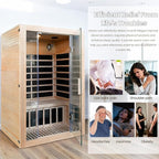 2-Person Home Infrared Sauna with Red Light Therapy & Bluetooth Speakers Dry Heat Sauna for Home & Gym 1760W 120V Low EMF with Control Panel, Indoor Personal Luxury Spa for House and Gym