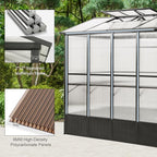 Domi 6.5x8FT Polycarbonate Greenhouse with Automatic Vent, Extra Tall 7.8FT Walk-in Aluminum Frame, Weather-Resistant Green House with Shelves & Hooks for Outdoor Garden, Backyard, Dark Grey