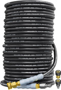 3/8" 4800PSI Pressure Washer Hose 200FT with Swivel Quick Connect for Cold/Hot Water Max 248°F, Kink Resistant Steel Wire Braided, Wear Resistant Power Washer Hose with M22 14mm Adapter