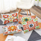 Pyonic Outdoor Waterproof Throw Pillow Covers for Patio Furniture Decorative Boho Pillow Covers 12x20 Floral Printed for Patio Tent Couch Garden Set of 4,Orange