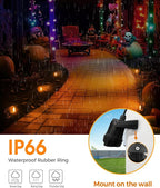L LOHAS LED Halloween Spotlight Outdoor, Orange Spot Lights for Yard, Auto On/Off 5W 120V Landscape Lighting for House, Holiday, Trees, Decoration, 450LM IP66 Waterproof, UL Listed, 2 Pack