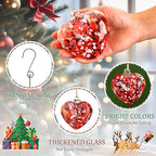 Hand Blown Glass Gazing Balls for Garden Love Heart Hanging Friendship Balls Christmas Ball Ornaments for Xmas Tree Decoration (Red - A)