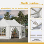 20x15 FT Heavy Duty Party Tent, White Outdoor Canopy with 7 Windows & 1 Door, Waterproof UV Protection Wedding Event Tent for Parties, Picnics, and Commercial Use