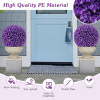 Goplus 17.5 Inch Topiary Balls Artificial Outdoor Set of 2, Faux Purple Eucalyptus Decorative Balls, Fake Plant Sphere, Round Artificial Plant Balls for Front Door, Porch, Backyard, Home Décor