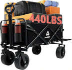 Collapsible Wagon with Wheels, 440 lbs Wagons Carts Foldable Wagon Cart with Flexible Handle, Lightweight Portable Folding Utility Grocery Shopping Cart for Grocery Sports Garden Camping