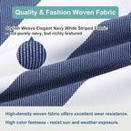 Outdoor Throw Pillow with Insert 18x18 Inch, Set of 2, Piping Edge Waterproof Fade Resistant Decorative Fluffy Pillows for Patio Furniture Chair Bench Couch Sofa - Navy White Striped