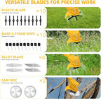 21V Electric Weed Wacker, Cordless Grass Trimmer with 2x2.0Ah Batteries & Fast Charger, Stringless Lightweight Brush Cutter/Edger/Mower/Trimmer with 4 Types Blade for Yard & Garden