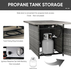 HUMMUH 7 Piece Patio Furniture Set with Fire Pit Table 41in 55,000 BTU,Wicker Outdoor Conversation Sets - Outdoor Swivel Rocker Chairs Patio Sofa for Porch,Garden,Backyard