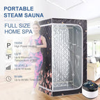 ZONEMEL Full Size Portable Steam Sauna, Personal Home Spa, 1500 Watt 4 Liter Steamer with Remote Control, Timer, Foldable Chair (L 33.8" x W 33.8" x H 65.7",Crane1)