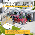 12x20 FT Garage Shed Outdoor Storage 1810 CU.FT Large Metal Garden Tool Sheds for Vehicle with Lockable Doors Floor Frame Window Gable Roof Waterproof for Backyard Patio Lawn, Black