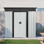 6X5 FT Outdoor Storage Shed, Waterproof Metal Garden Sheds with Lockable Door, Steel Tool Storage Buildings Shed & Outdoor Storage House for Garden, Backyard, Patio, Lawn, Trash Cans(White + Black)