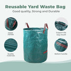 1x72Gallons+2x34Gallons (Free Gloves) Garden Leaf Bags,Reusable Heavy Duty Yard Waste Bag Set,Standable Design and Reinforced 4 Handles for Leaf,Grass,Debris,Camping Trash