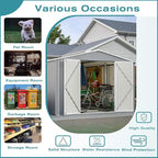 10x12 FT Outdoor Storage Shed with Floor Frame, Heavy Duty Metal Garden Tool Shed with Double Lockable Doors, Waterproof Backyard Utility Shed for Bikes, Lawn Mowers, Tools, Equipment